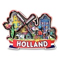 Typisch Hollands Magneet Holland  -Kuspaar - Molen en Huisjes