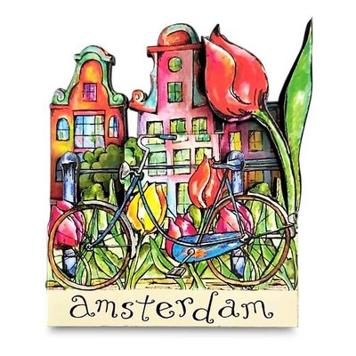 Typisch Hollands Magnet Amsterdam - Fassadenhäuser - Fahrrad