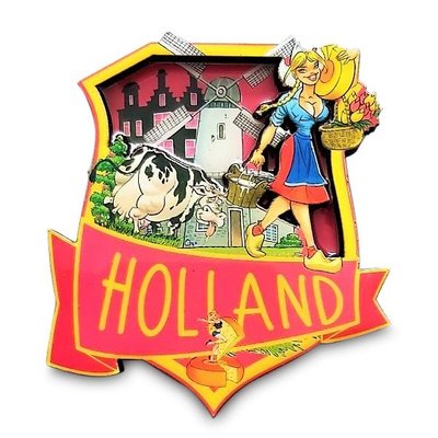 Typisch Hollands Magnet - Niederländisches Emblem (Holland Käsemädchen)