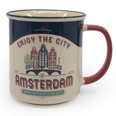 Typisch Hollands Große Tasse in Geschenkbox - Vintage Amsterdam - Häuser