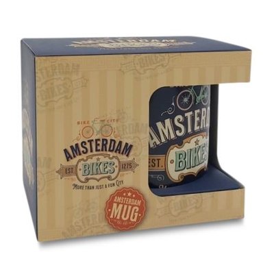 Typisch Hollands Großer Becher in Geschenkbox - Vintage Amsterdam - Fahrräder