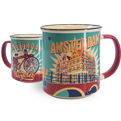 Typisch Hollands Große Tasse in Geschenkbox - Vintage Amsterdam Türkis Fahrräder - Kopie