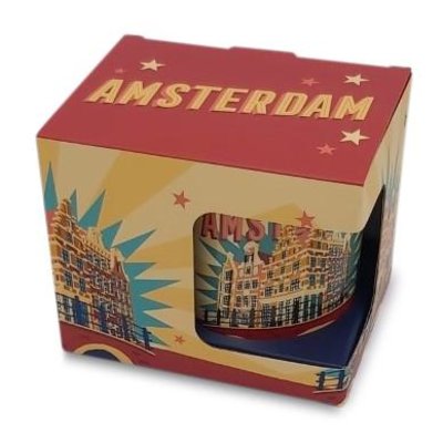 Typisch Hollands Grote mok in geschenkdoos - Vintage Amsterdam geel