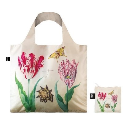 Typisch Hollands Faltbare Tasche - Falttasche, Zwei Tulpen, Muschel und Schmetterling - Marrel