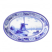 Heinen Delftware Serveerschaal Delfts Blauw -Molenlandschap