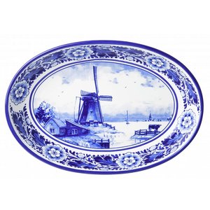 Heinen Delftware Servierschale Delfter Blau - Windmühlenlandschaft