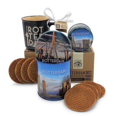 Typisch Hollands Geschenkset Rotterdam Mug - Stroopwafels und Süßigkeiten