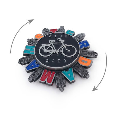 Typisch Hollands Spinner Magnet -Amsterdam - Häuser und Fahrrad