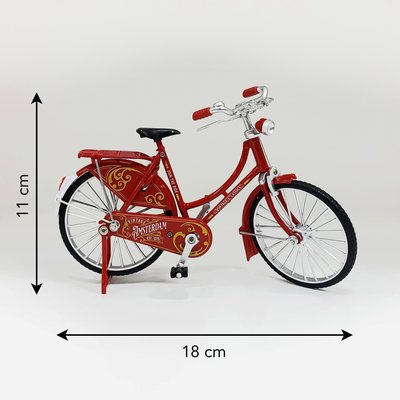 Typisch Hollands Miniatuurfiets - 18 cm - Rood - Amsterdam