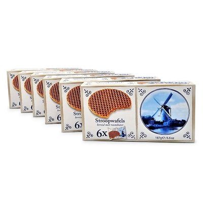 Stroopwafels (Typisch Hollands) 6 Boxen Stroopwafels 6x1 Packung 180 Gramm