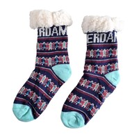 Holland sokken Fleece Comfortsokken - Gevelhuisjes - Blauw