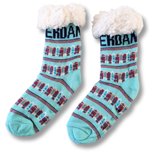 Typisch Hollands Fleece Comfort Socks - Façade houses - Blue