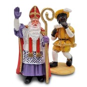 Typisch Hollands Sinterklaas und Piet mit gelbem Kostüm.