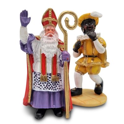 Typisch Hollands Sinterklaas und Piet mit gelbem Kostüm.
