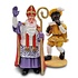 Typisch Hollands Sinterklaas und Piet mit gelbem Kostüm.