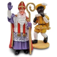 Typisch Hollands Sinterklaas en Piet  met geel kostuum.