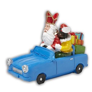 Typisch Hollands Sint and Piet in car with gifts