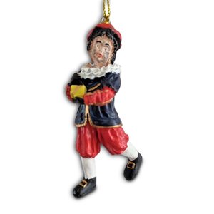 Typisch Hollands Rußabwischen Piet mit Geschenk in der Hand