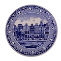 Heinen Delfts blauw Delft blue - Wall plate - Amsterdam canal belt - Ø25 cm