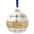 Heinen Delftware Große weiße Weihnachtskugel - 8 cm mit goldverzierten Häusern