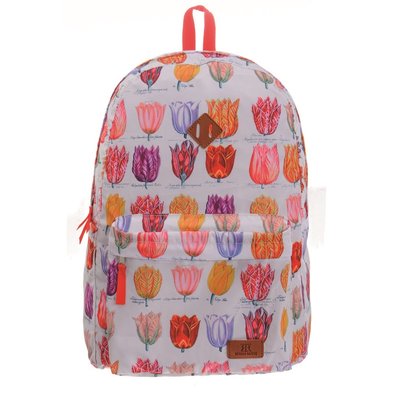 Robin Ruth Fashion Backpack foldable - Tulips - White
