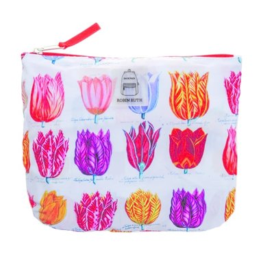 Robin Ruth Fashion Faltbarer Rucksack – Tulpen – Weiß