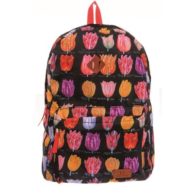 Robin Ruth Fashion Backpack foldable - Tulips - Black