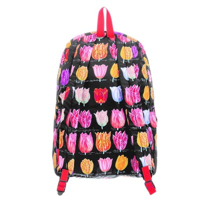 Robin Ruth Fashion Rucksack faltbar - Tulpen - Schwarz