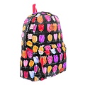 Robin Ruth Fashion Backpack foldable - Tulips - Black