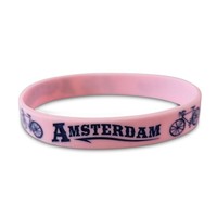 Typisch Hollands Rubber Armbandje - Roze - Amsterdam Fiets