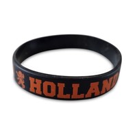 Typisch Hollands Armband - Kautschuk - Schwarz - Oranger Text