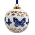 Heinen Delftware Große weiße Weihnachtskugel - 8 cm mit Delfter blauen Schmetterlingen