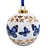 Heinen Delftware Grote witte kerstbal - 8 cm met Delfts blauwe vlinders