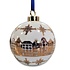 Heinen Delftware Große weiße Weihnachtskugel - 8 cm mit goldverzierten Häusern