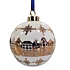 Heinen Delftware Large white Christmas bauble - 8 cm with gold decorated houses