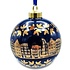 Heinen Delftware Christmas bauble deep cobalt-blue with gold decorated Christmas bauble - gable houses