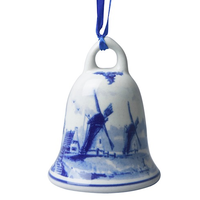 Heinen Delftware Kerst-klokje molens - Delfts blauw