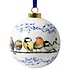 Heinen Delftware Large white Christmas ball - 8 cm with Forest birds