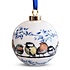 Heinen Delftware Grote witte kerstbal - 8 cm met Bosvogeltjes
