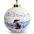 Heinen Delfts blauw Large white Christmas bauble - 8 cm with Kingfisher