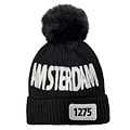 Typisch Hollands Amsterdam Hut mit Kugel (schwarz und weiß)