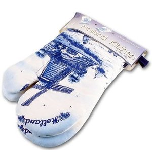 Matix Oven gloves (pair) Delft blue windmills