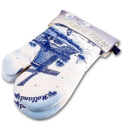 Matix Oven gloves (pair) Delft blue windmills