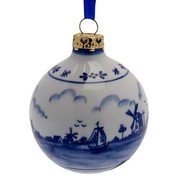 Heinen Delftware Delft blue Christmas bauble - Dutch windmill landscape