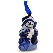 Heinen Delfts blauw Christmas tree pendant -Snowman on ribbon