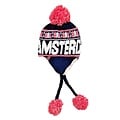 TTD Gifts Flap-muts Amsterdam -  Blauw - Wit (rood , blauw en zwarte  huisjes)