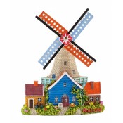Matix Magneet polystone stellingmolen met huisje - grijs/blauw