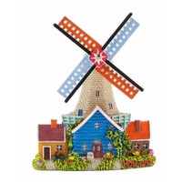 Matix Magneet polystone stellingmolen met huisje - grijs/blauw