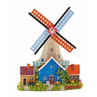 Matix Magneet polystone stellingmolen met huisje - grijs/blauw