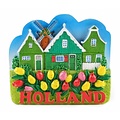 Typisch Hollands Magnet Zaanse Häuser und Tulpen